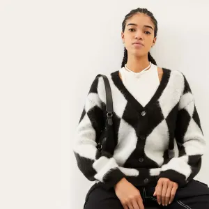 h&m oversized argyle knit cardigan