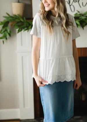 Heather Gray Eyelet Top - FINAL SALE