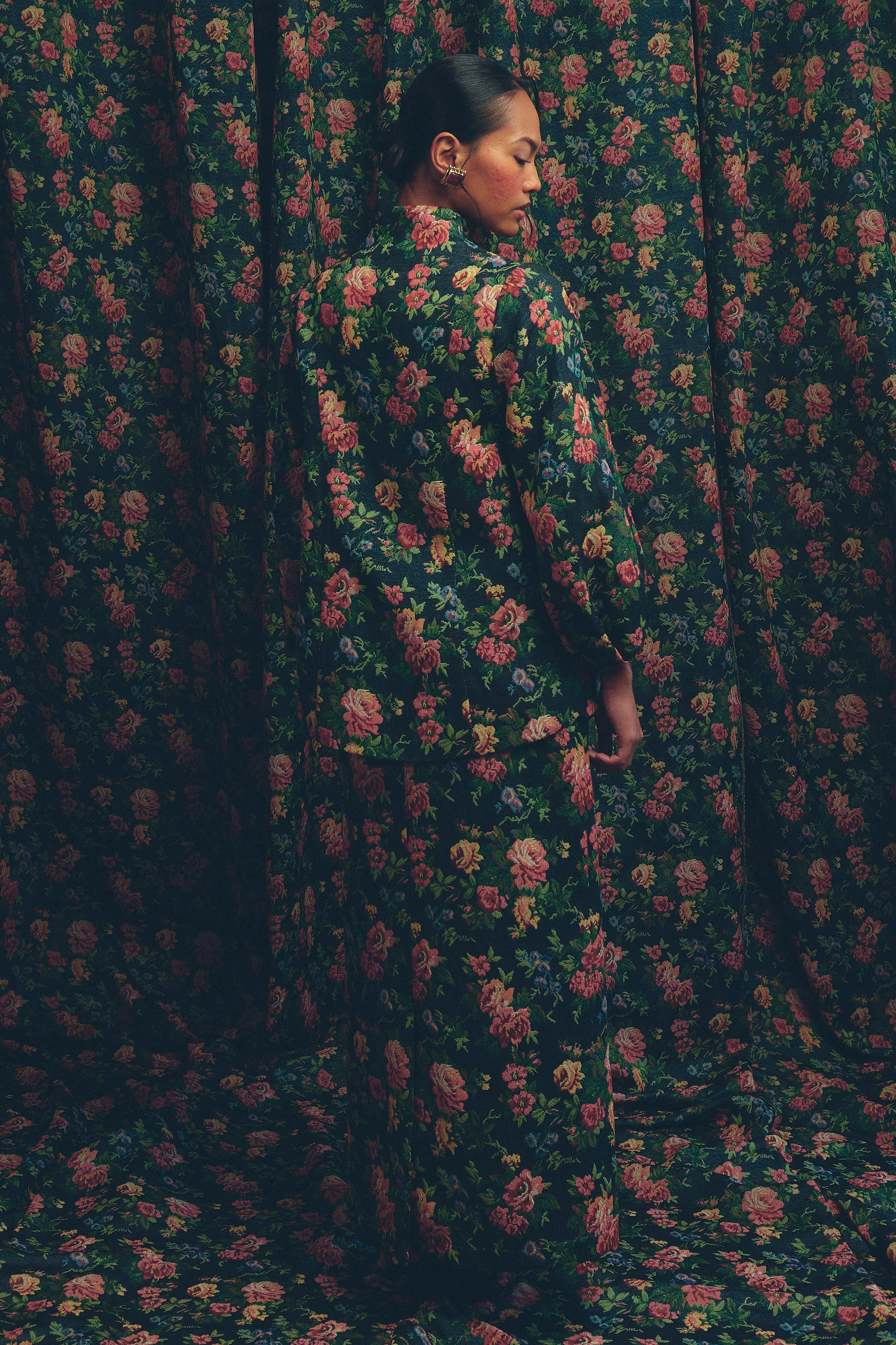 Heritage Brocade Kebaya in Earl Grey