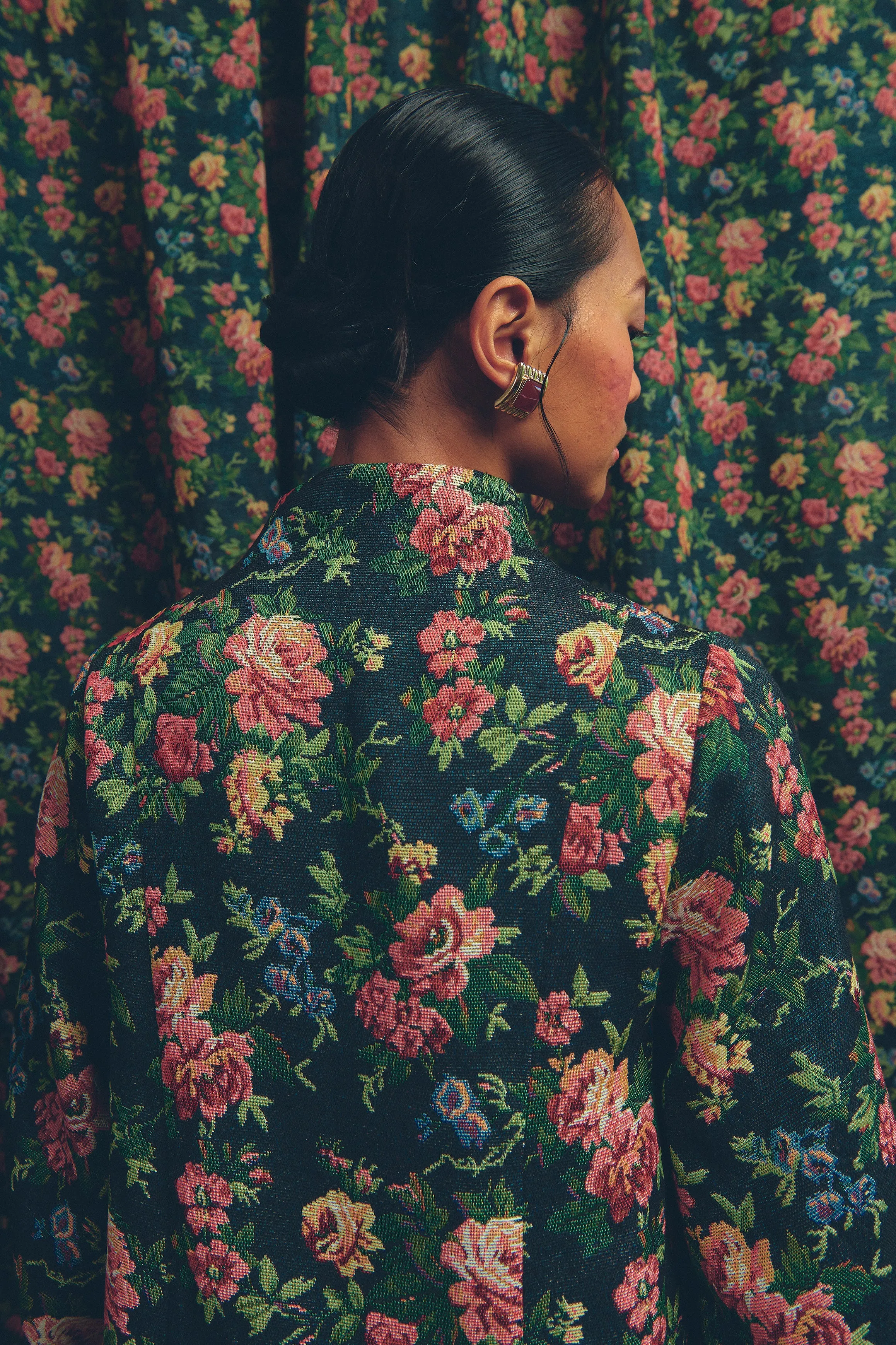 Heritage Brocade Kebaya in Earl Grey