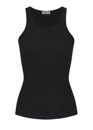 High Neck Fitted Tank (Black)
