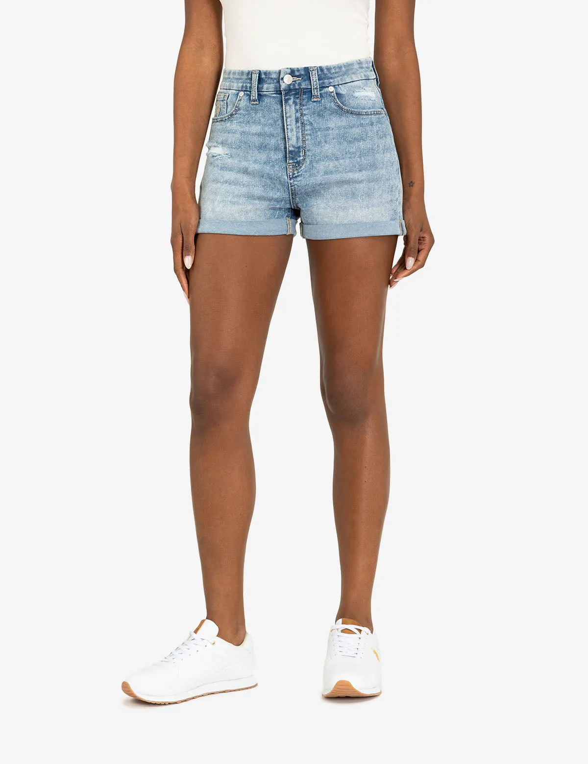 HIGH RISE CURVY CUFF SHORTS