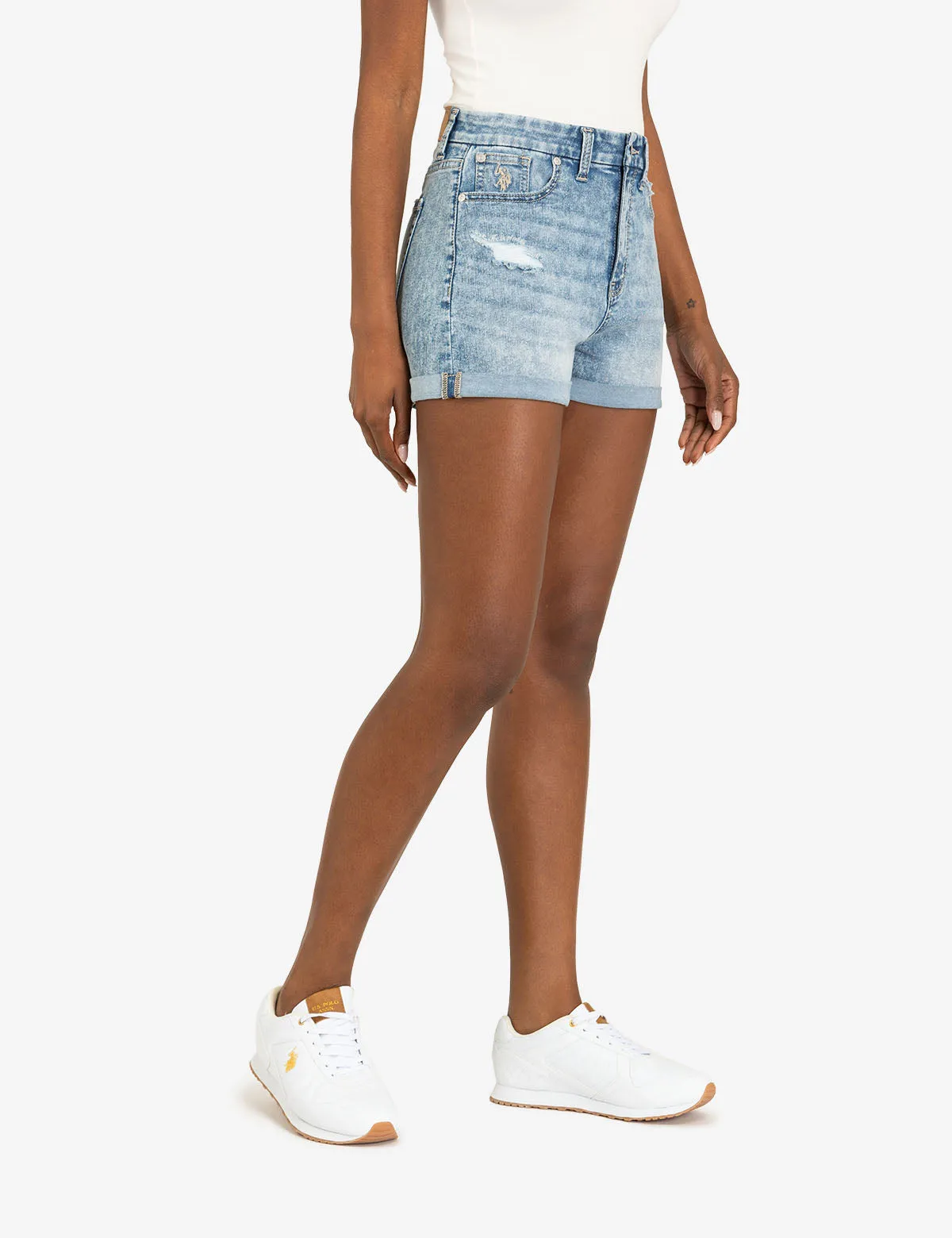 HIGH RISE CURVY CUFF SHORTS
