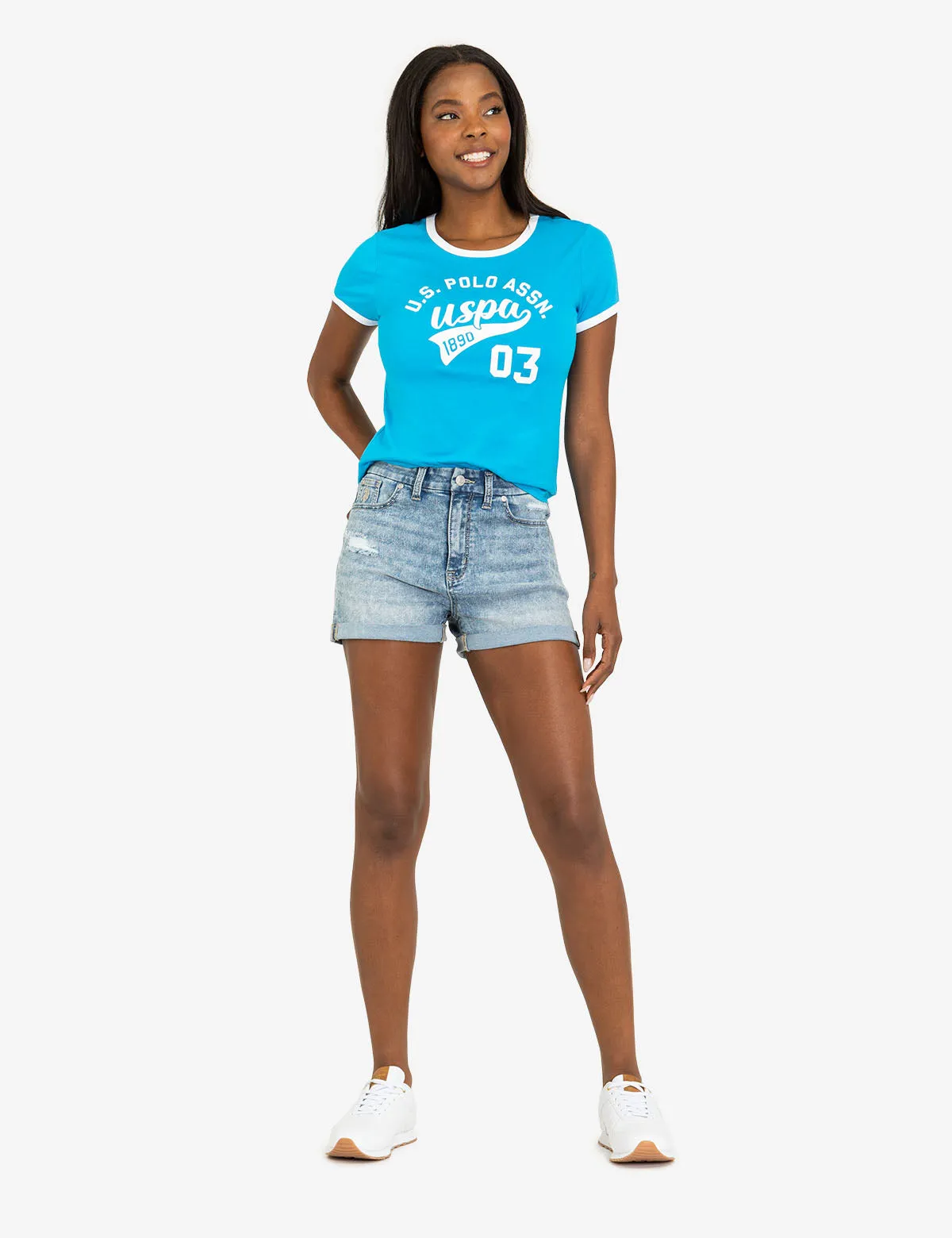 HIGH RISE CURVY CUFF SHORTS