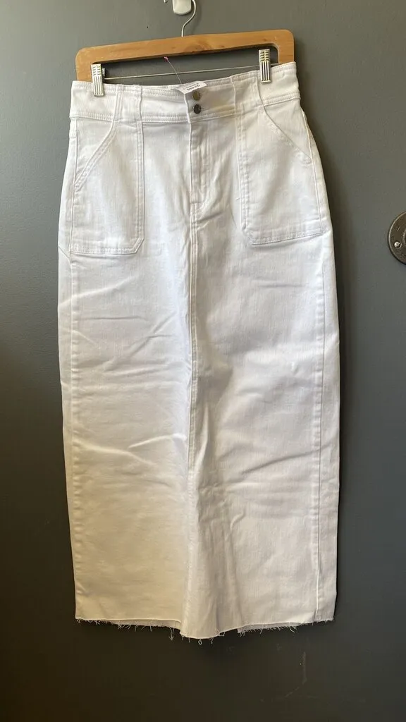 High Rise Denim Maxi Skirt