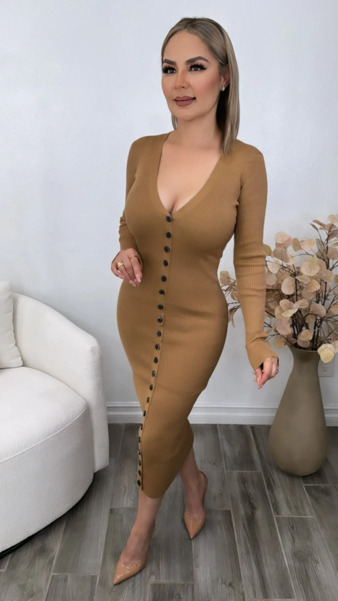HILARY TAUPE  DRESS