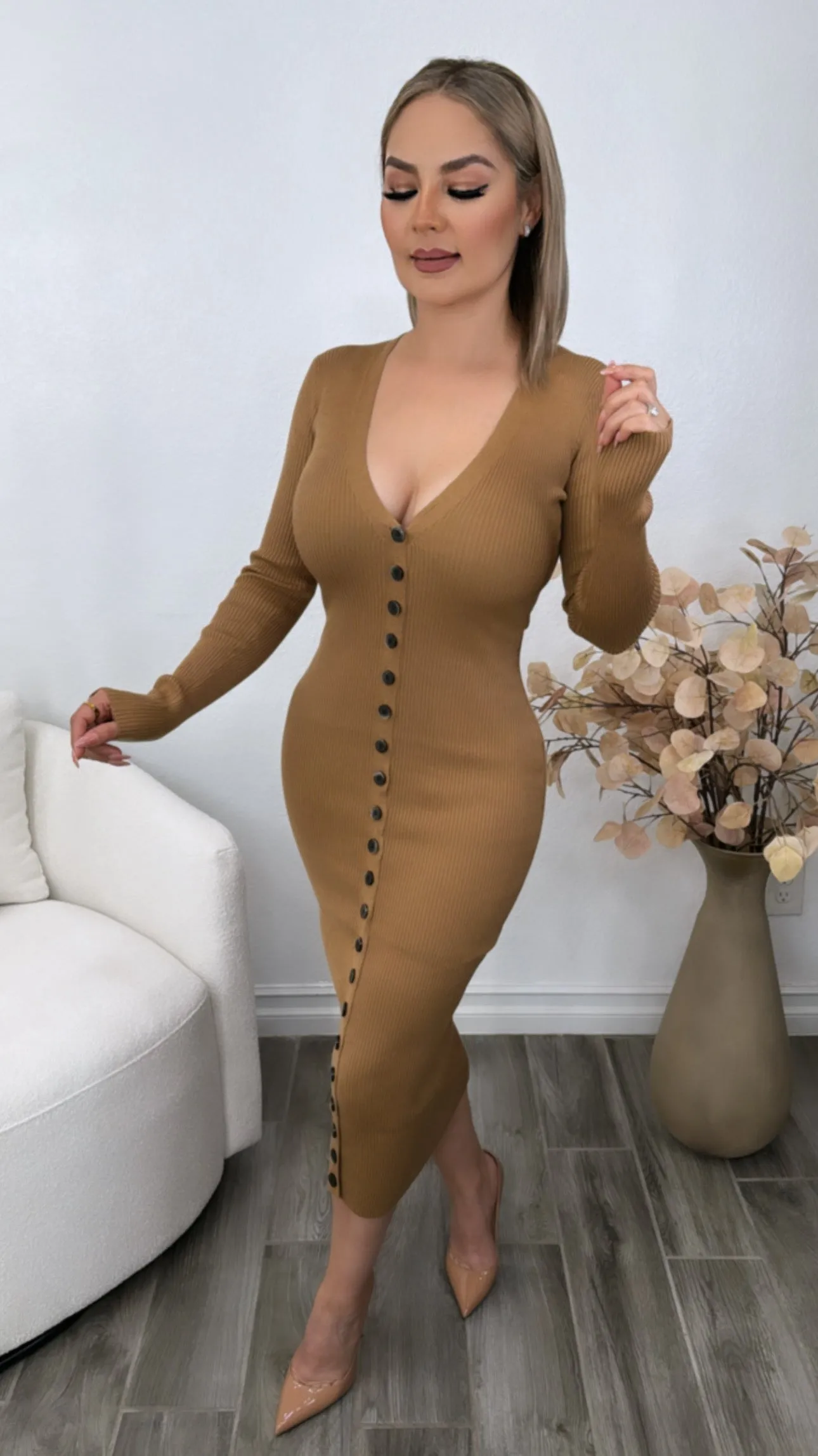 HILARY TAUPE  DRESS