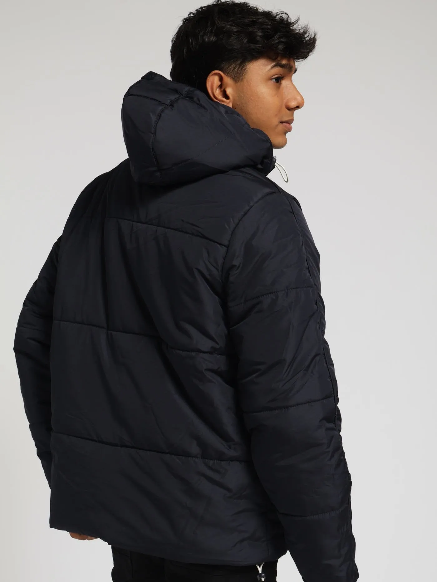 Hooded Puffer Jacket - Navy
