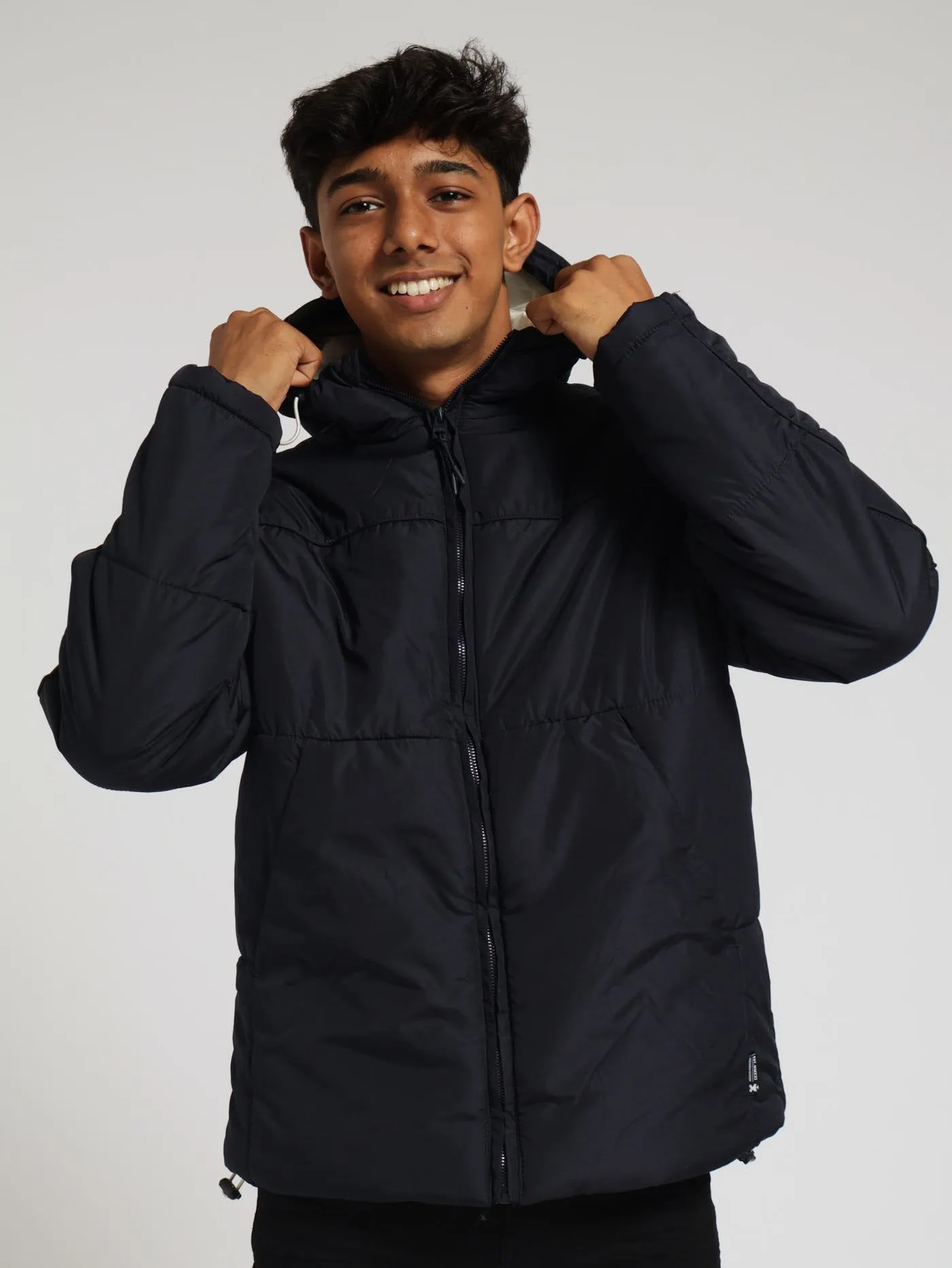 Hooded Puffer Jacket - Navy