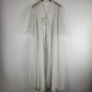 Ilise Stevens Vintage 60s 70s Sheer Nylon Mesh Lace Open Front Tie Night Robe