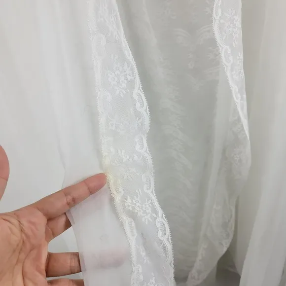 Ilise Stevens Vintage 60s 70s Sheer Nylon Mesh Lace Open Front Tie Night Robe