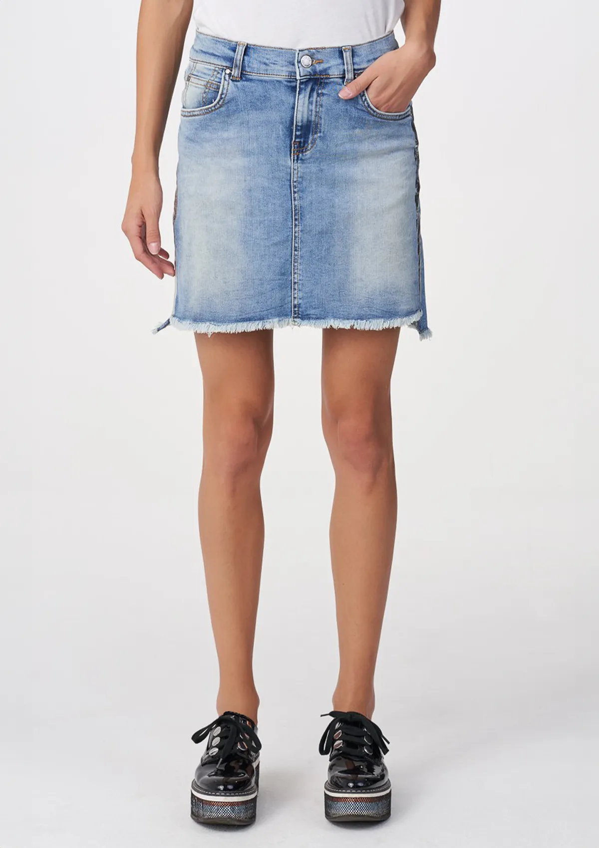 Innie Silver Myra High Rise Denim Skirt