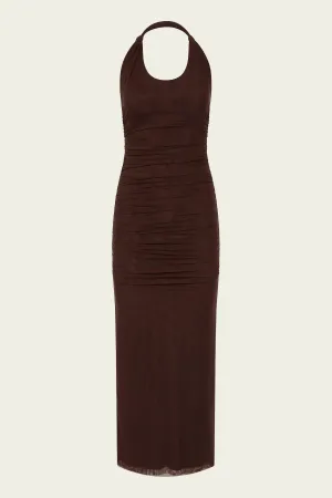 Jacques Knot Midi Dress in Chocolate