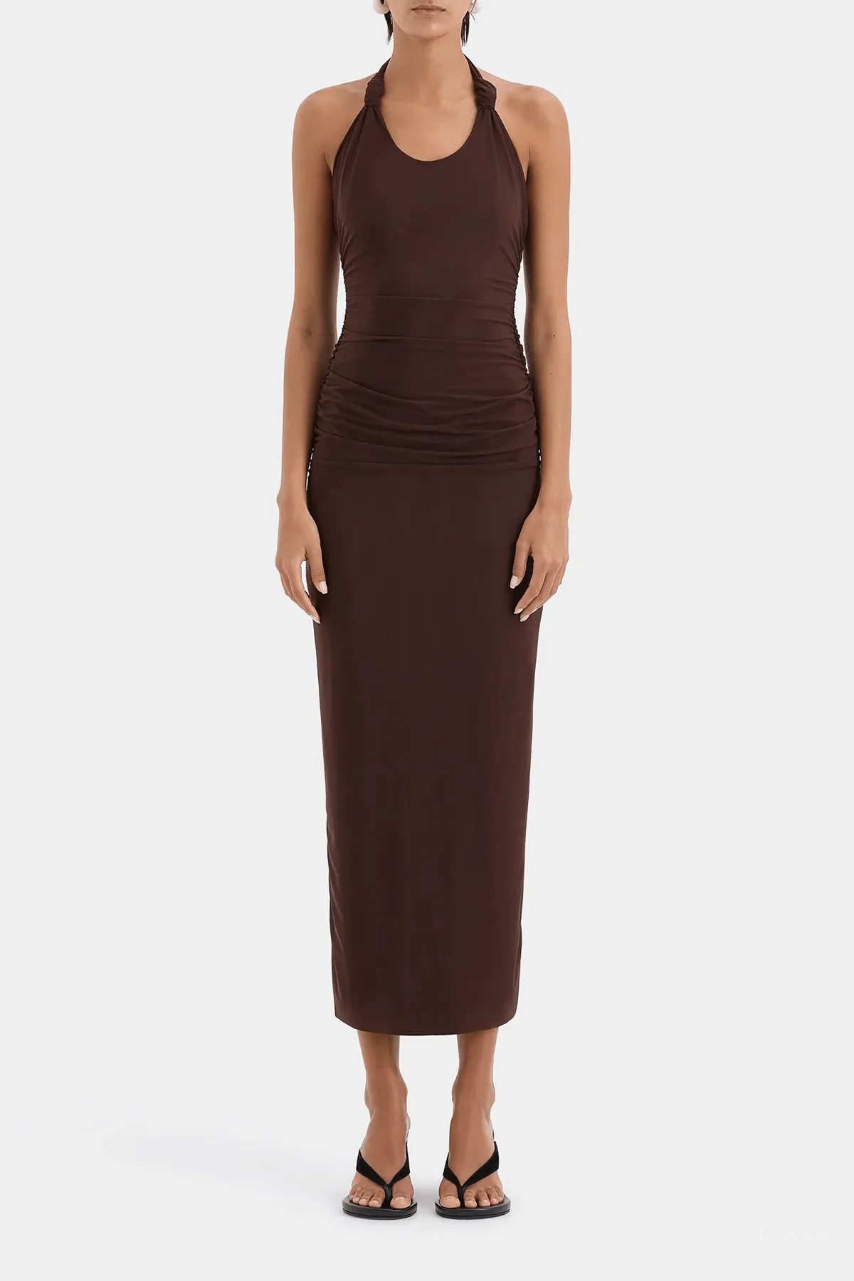 Jacques Knot Midi Dress in Chocolate