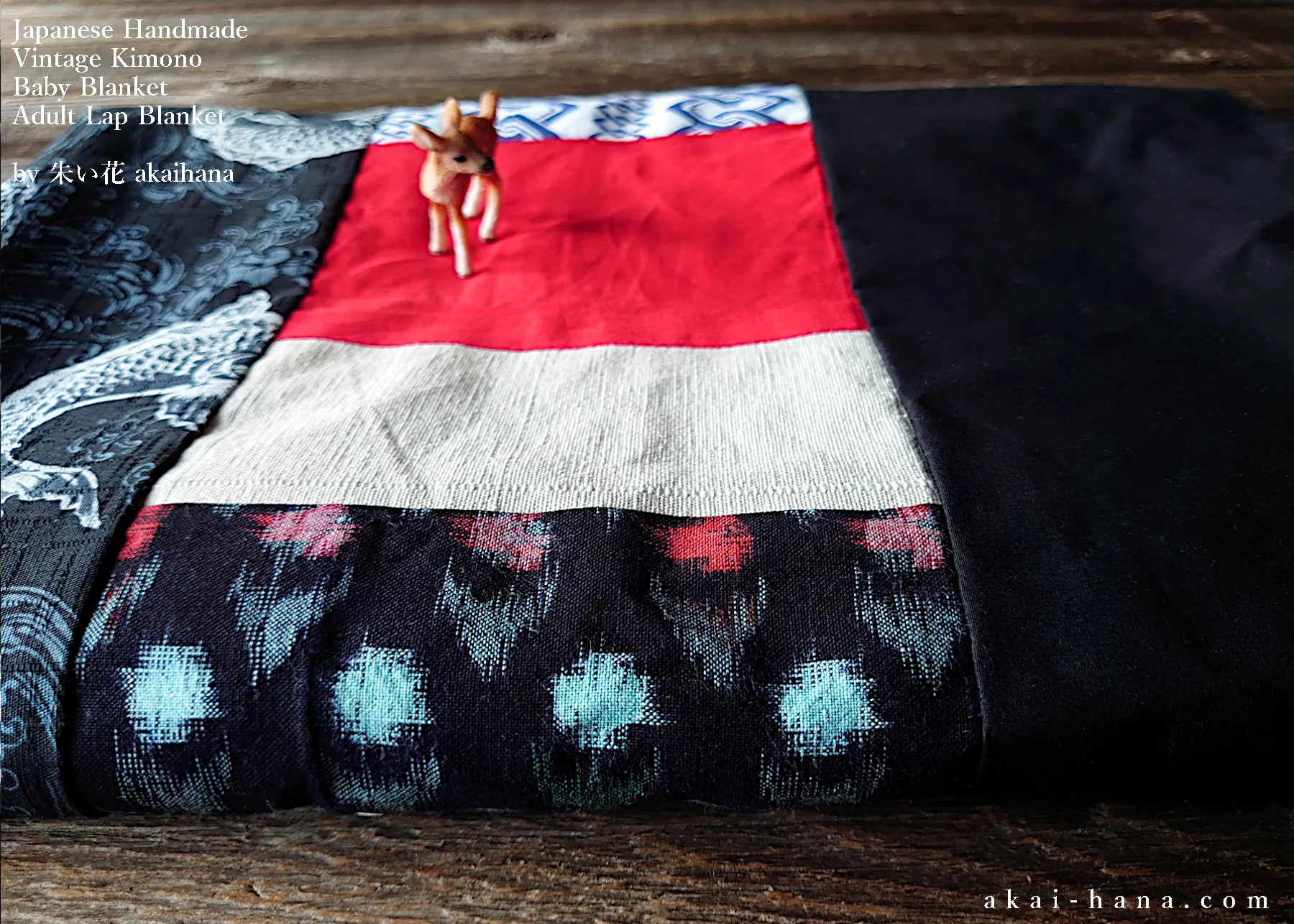 Japanese Handmade Baby Blanket/Adult Lap Blanket, Vintage Kimono  ⦿blbv0001