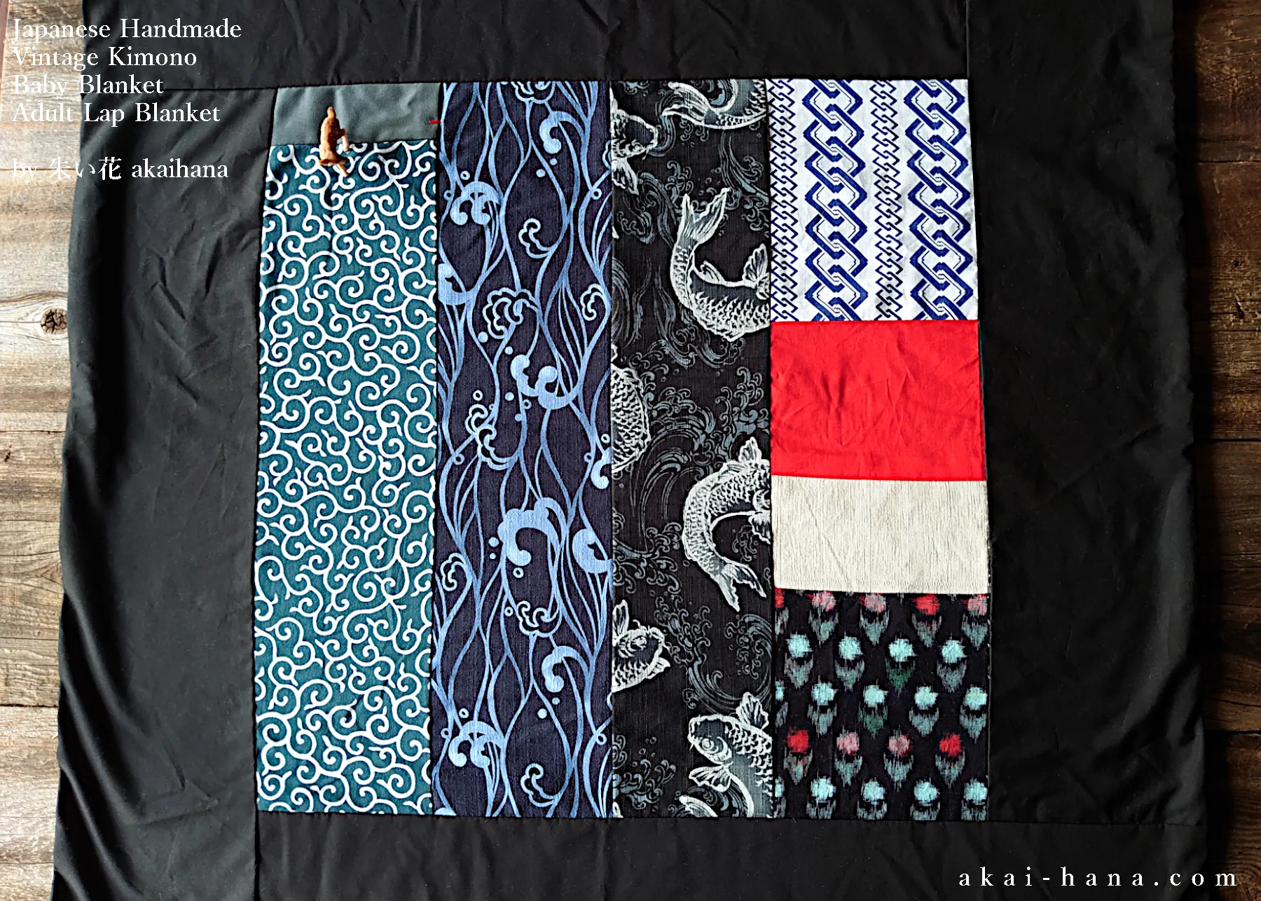 Japanese Handmade Baby Blanket/Adult Lap Blanket, Vintage Kimono  ⦿blbv0001