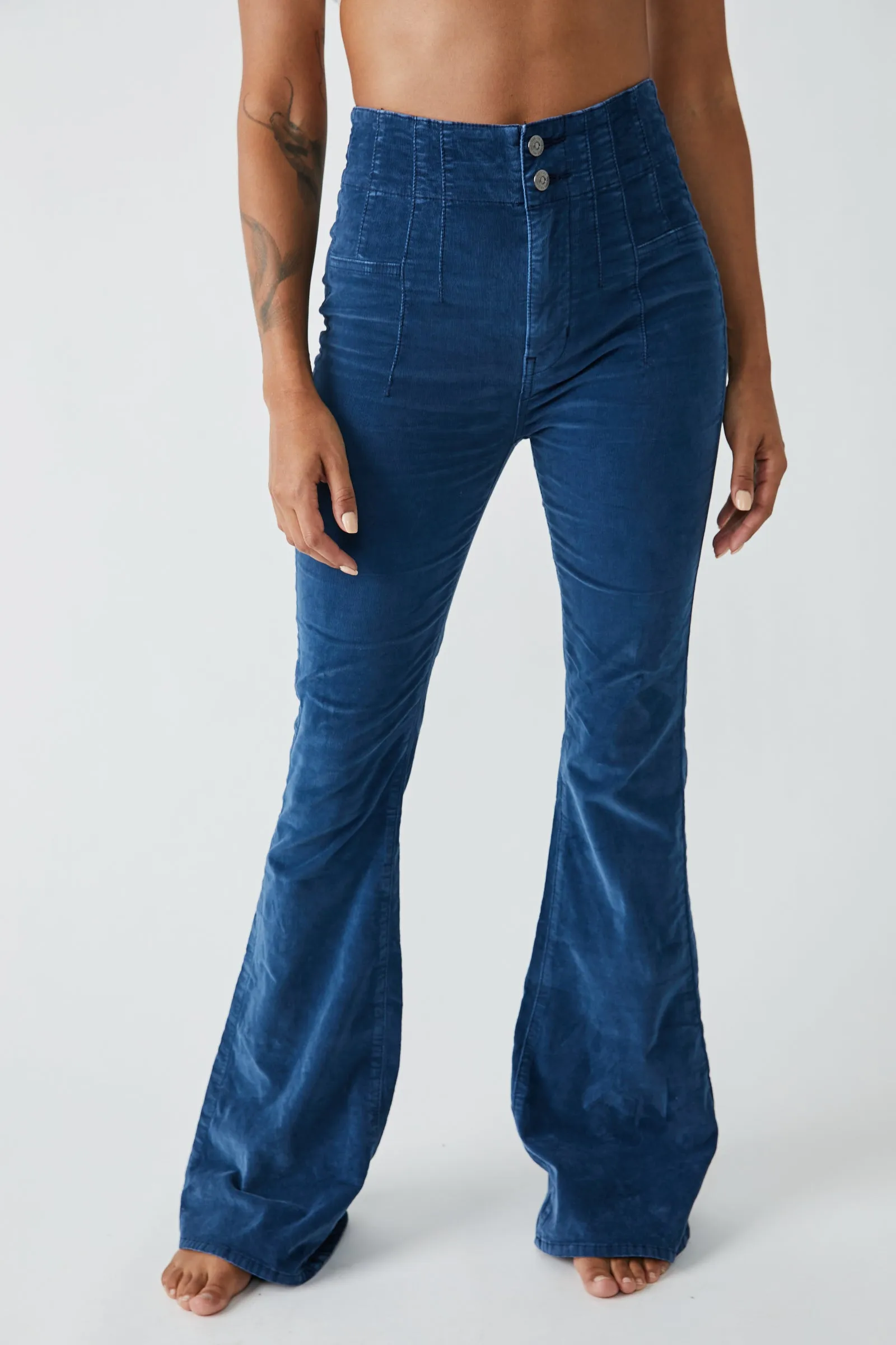 Jayde Cord Flare Moody Blue