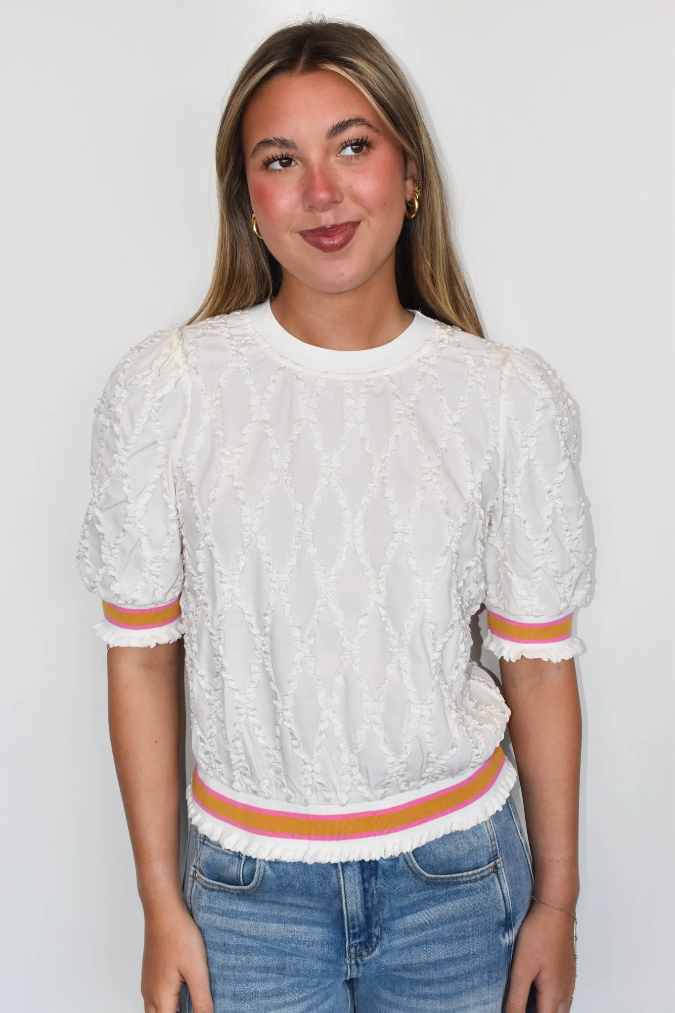 Jenna Diamond Textured Blouse