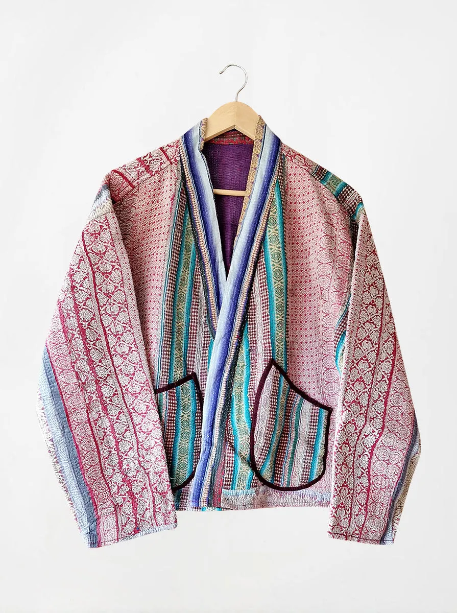 kantha vintage kimono ruby (zari)