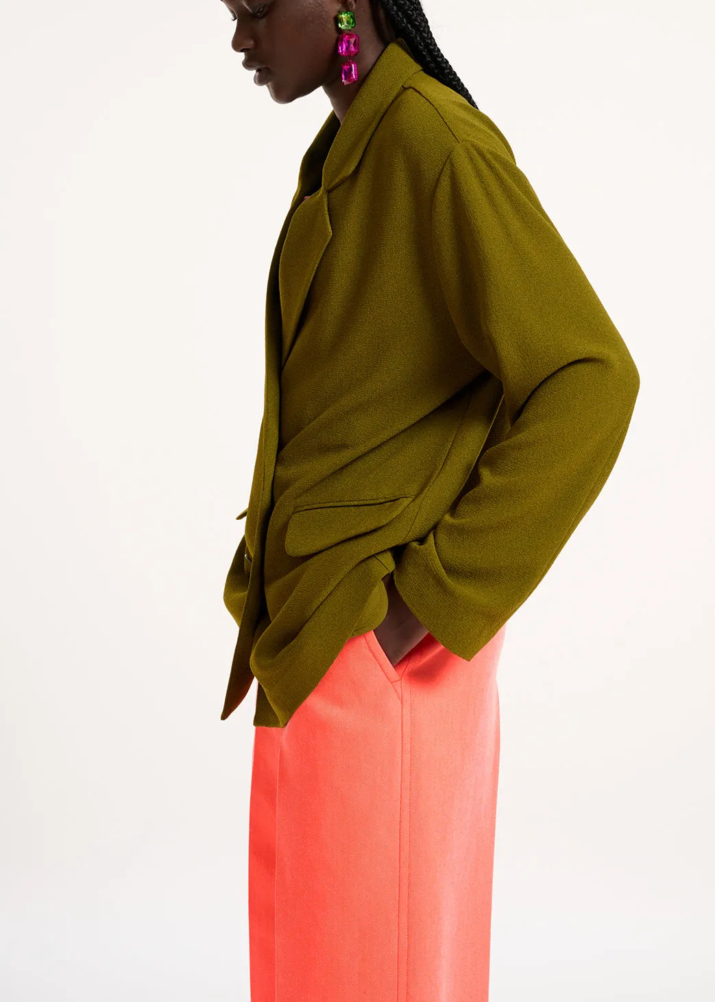 Khaki double-breasted blazer