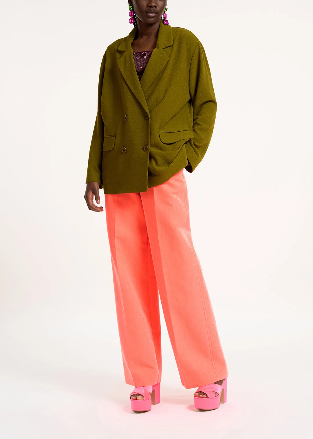 Khaki double-breasted blazer