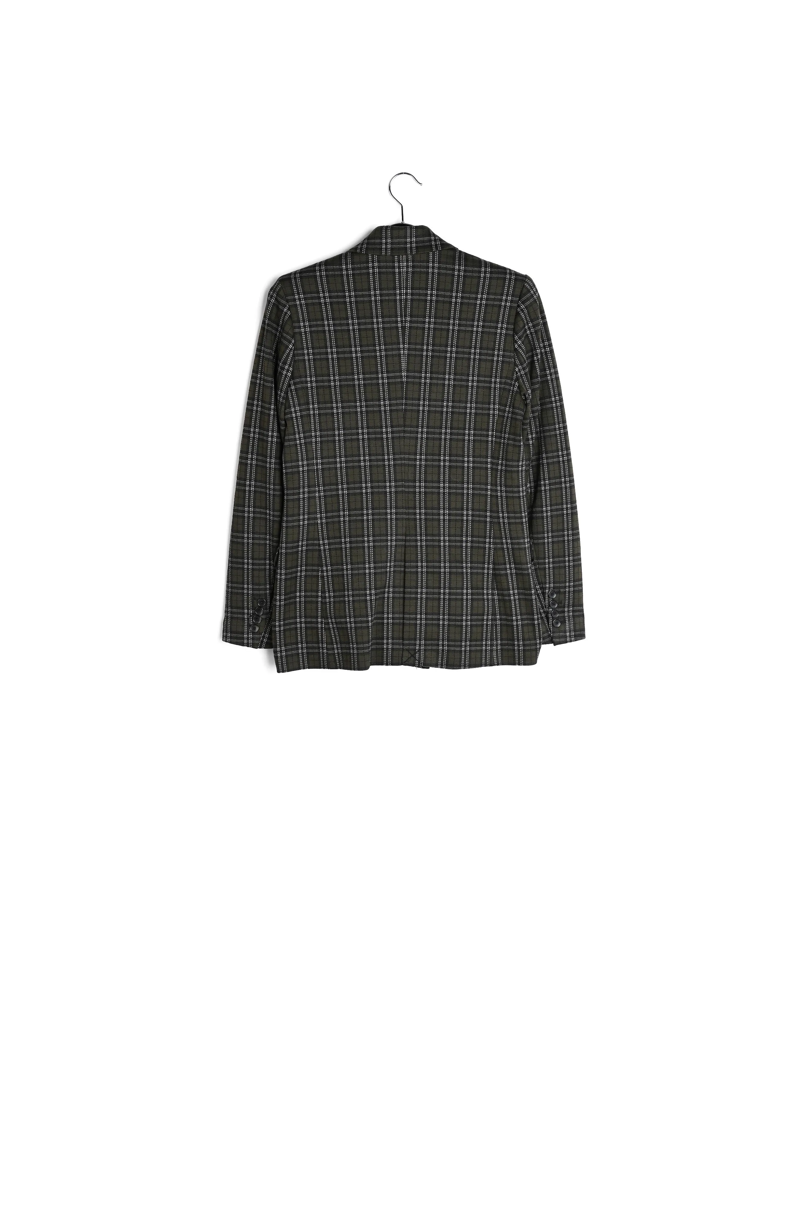 Khaki double-breasted check blazer