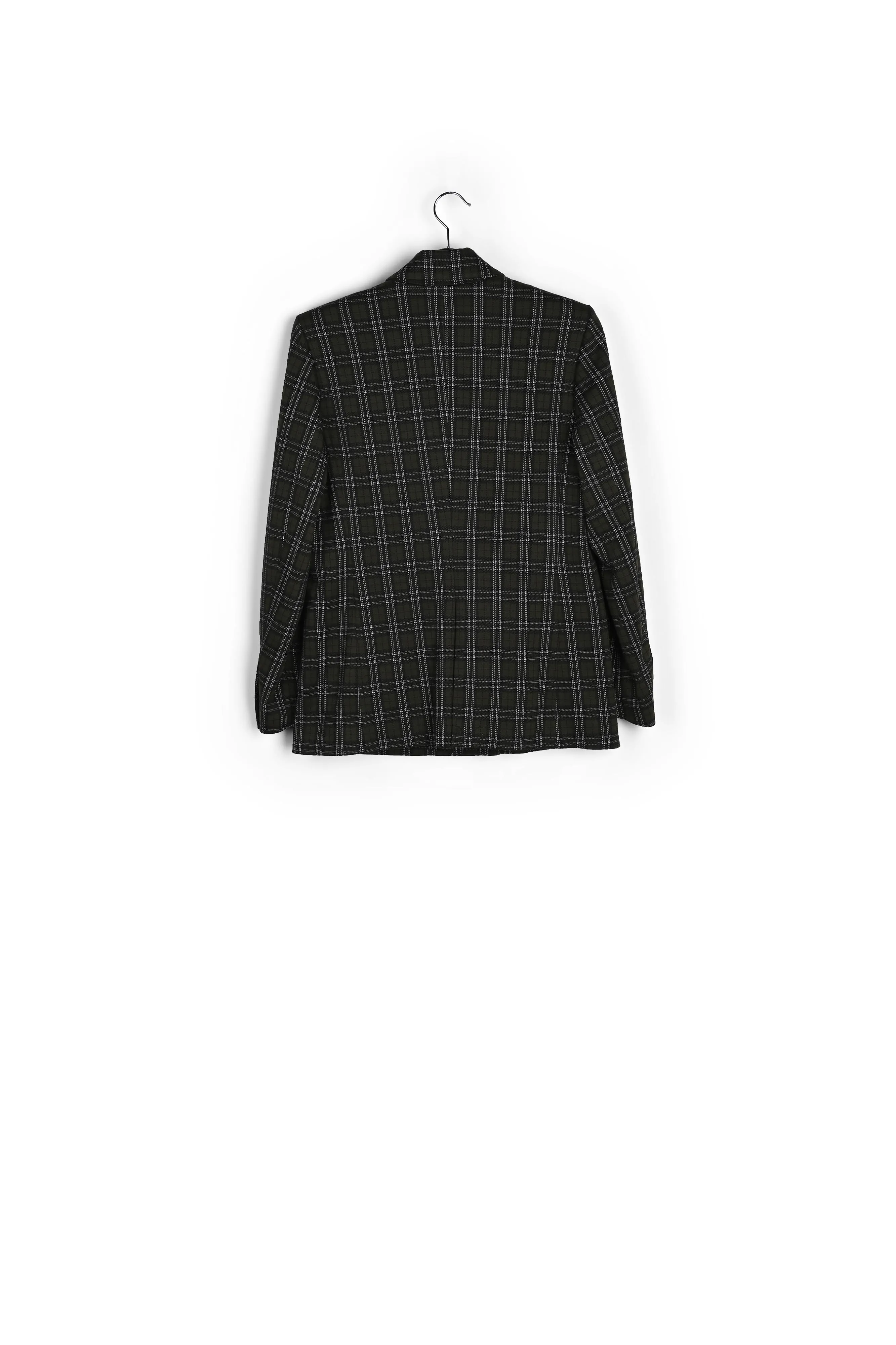 Khaki double-breasted check blazer