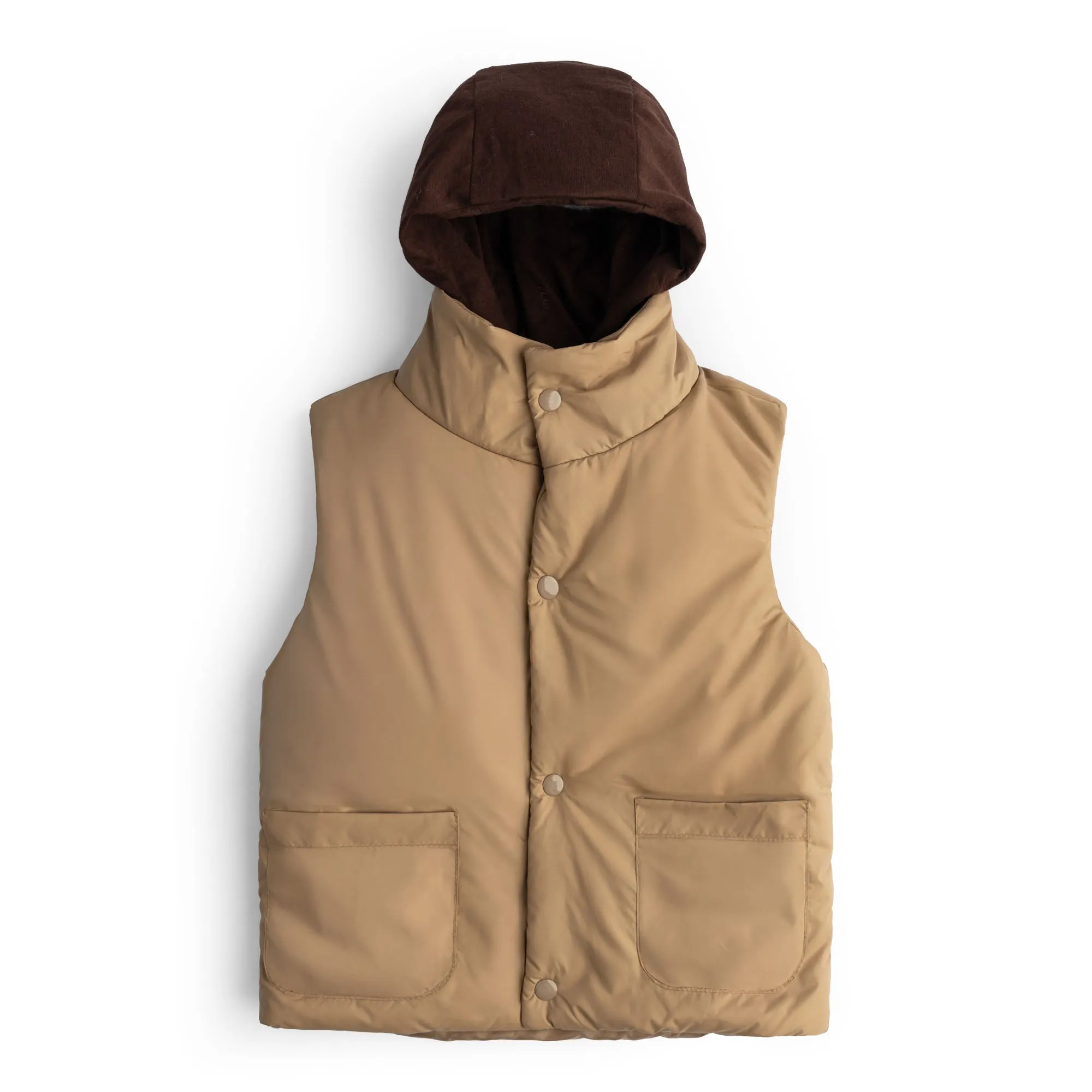 Khaki Puffer Sleeveless Jacket