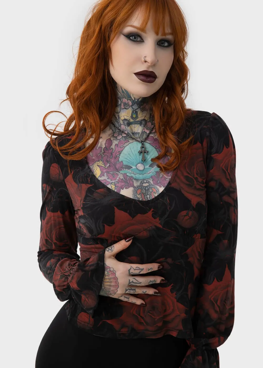 Killstar Blood Rose Top Black Red