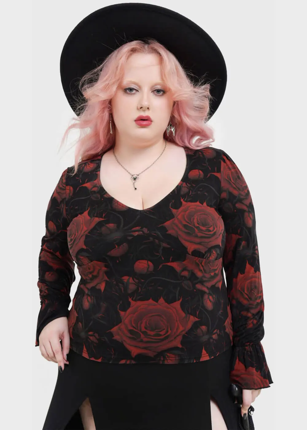 Killstar Blood Rose Top Black Red