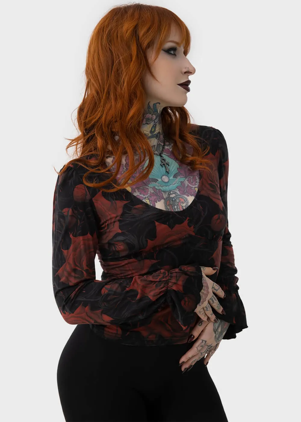 Killstar Blood Rose Top Black Red