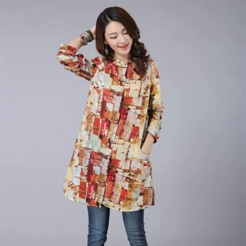 Kimono Long Floral Print Women Tops and Blouses Plus Size Cardigan Tunic Blouse