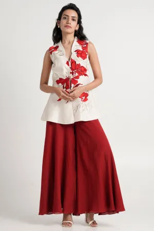 Kubra - Princess-fit Peplum Top   Divided Skirt