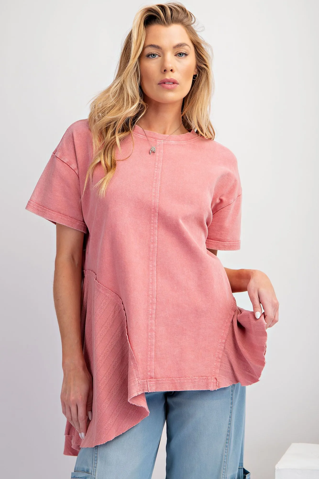 Lace inset Peplum Top