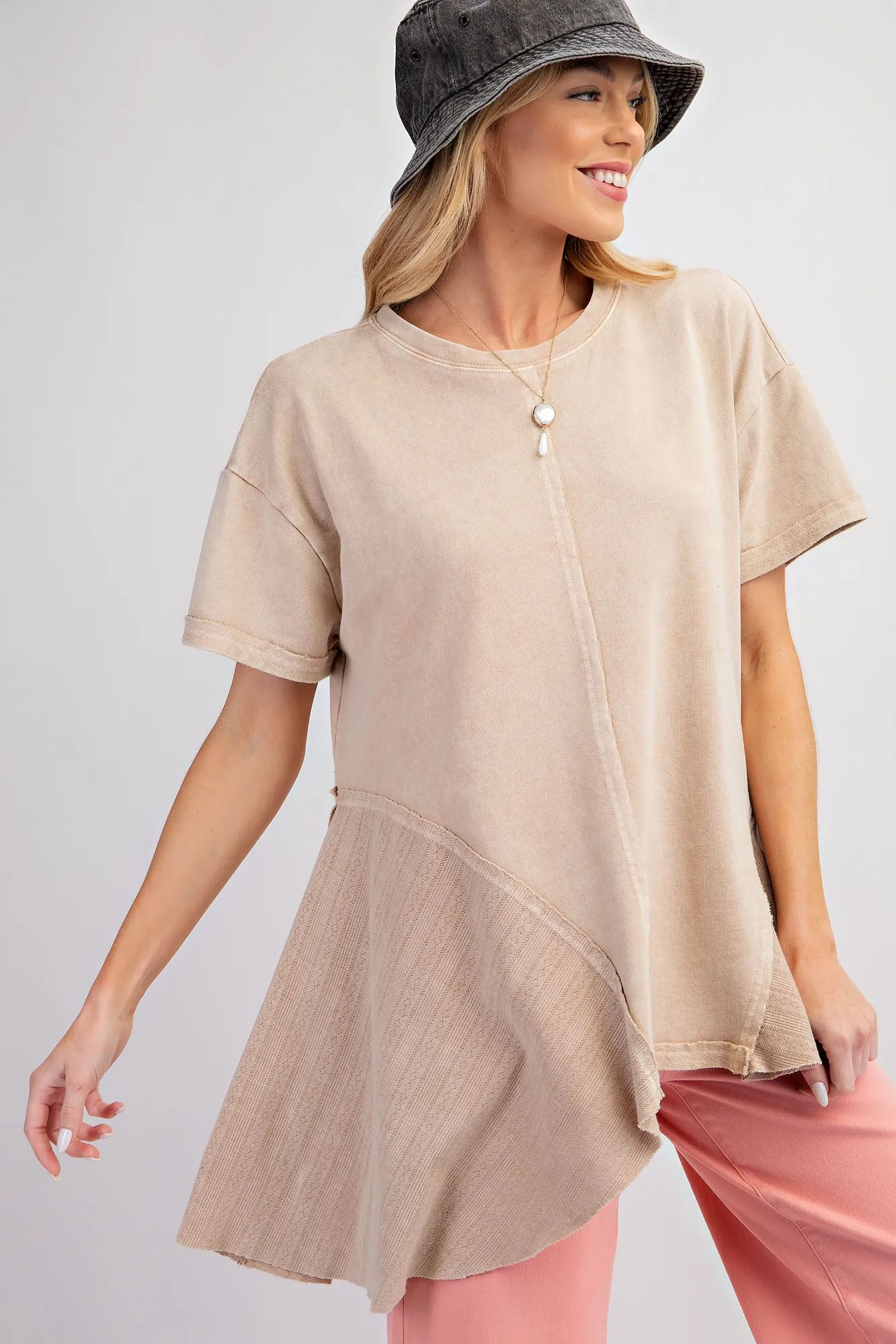 Lace inset Peplum Top