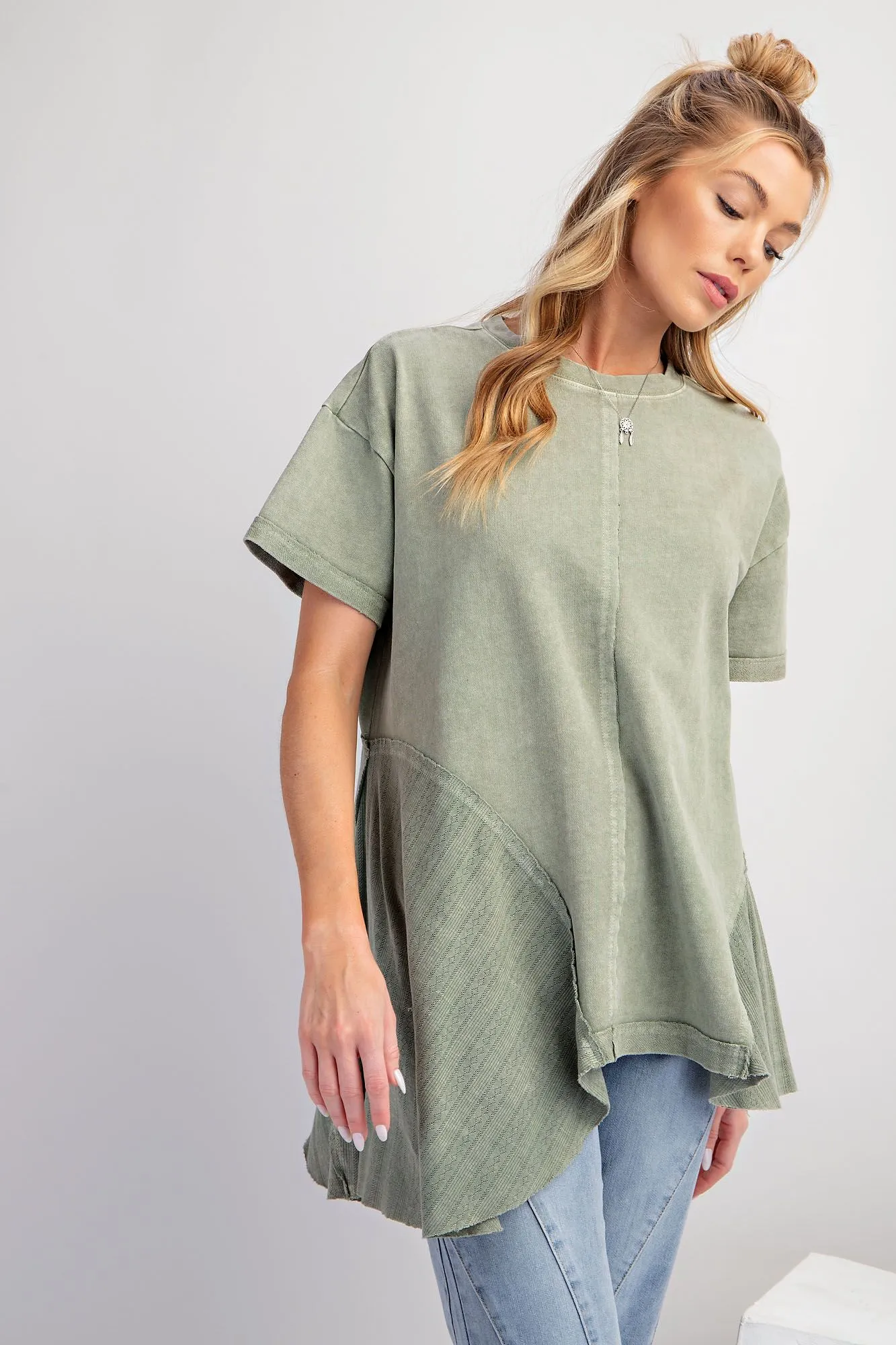 Lace inset Peplum Top