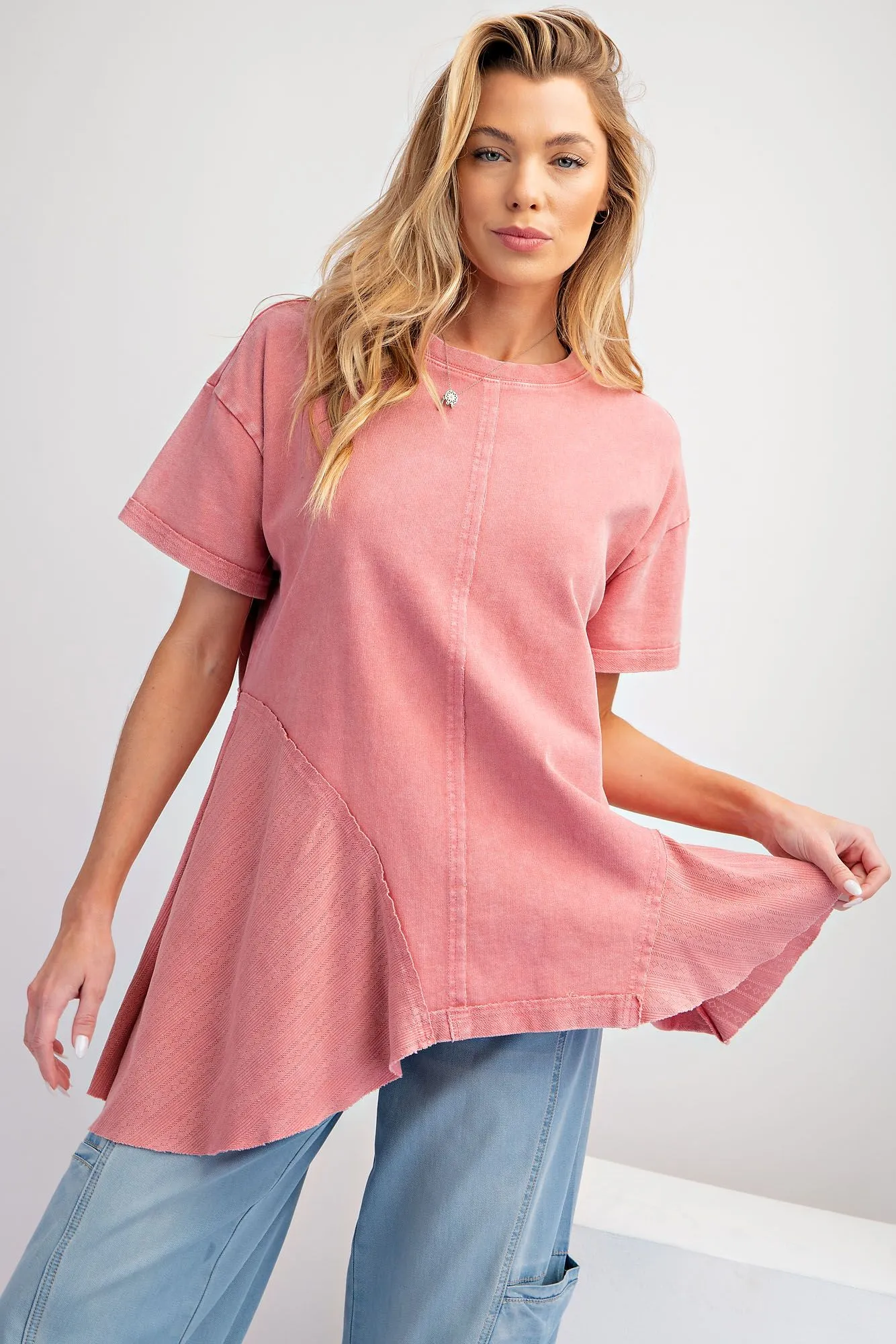 Lace inset Peplum Top