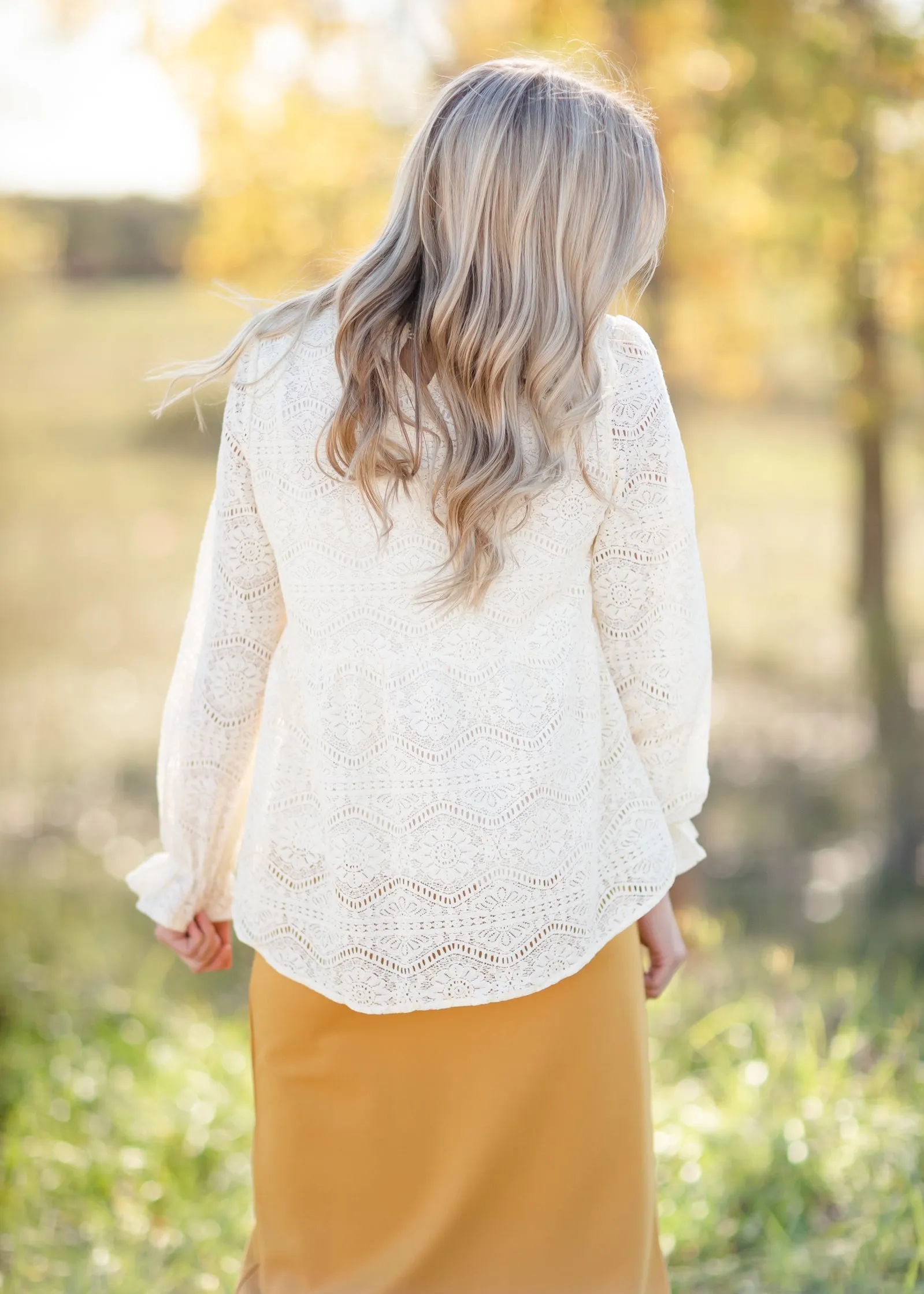 Lace Mock Neck Long Balloon Sleeve Peplum Top-FINAL SALE