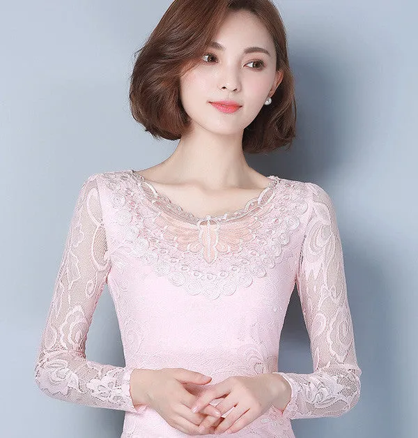 Lady Lace Blouses Short Sleeve Shirts Embroidery Style Women White Shirts Black Tops