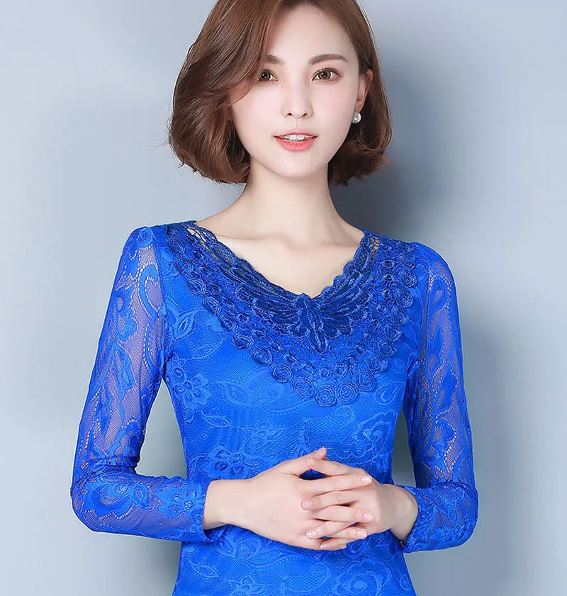 Lady Lace Blouses Short Sleeve Shirts Embroidery Style Women White Shirts Black Tops