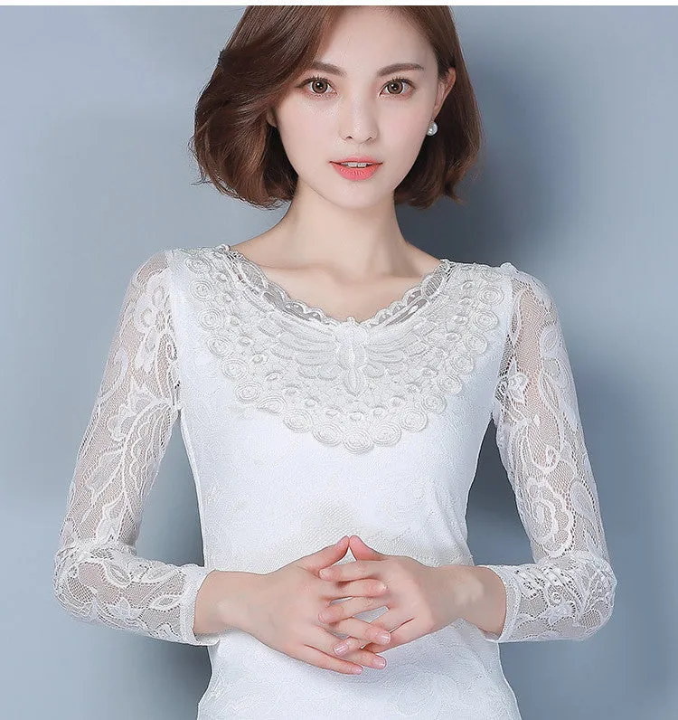 Lady Lace Blouses Short Sleeve Shirts Embroidery Style Women White Shirts Black Tops