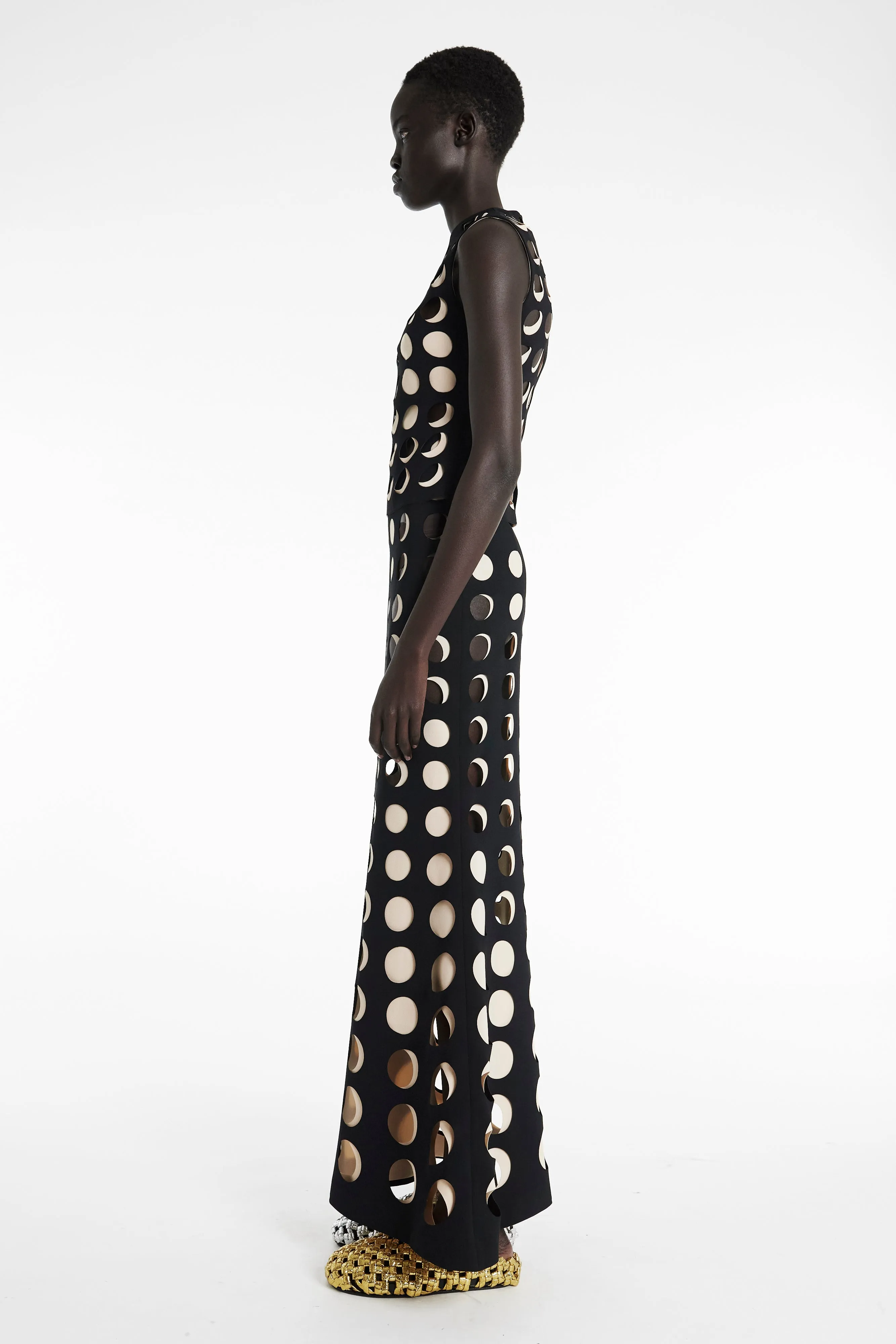Layered Hole Skirt Black Nude