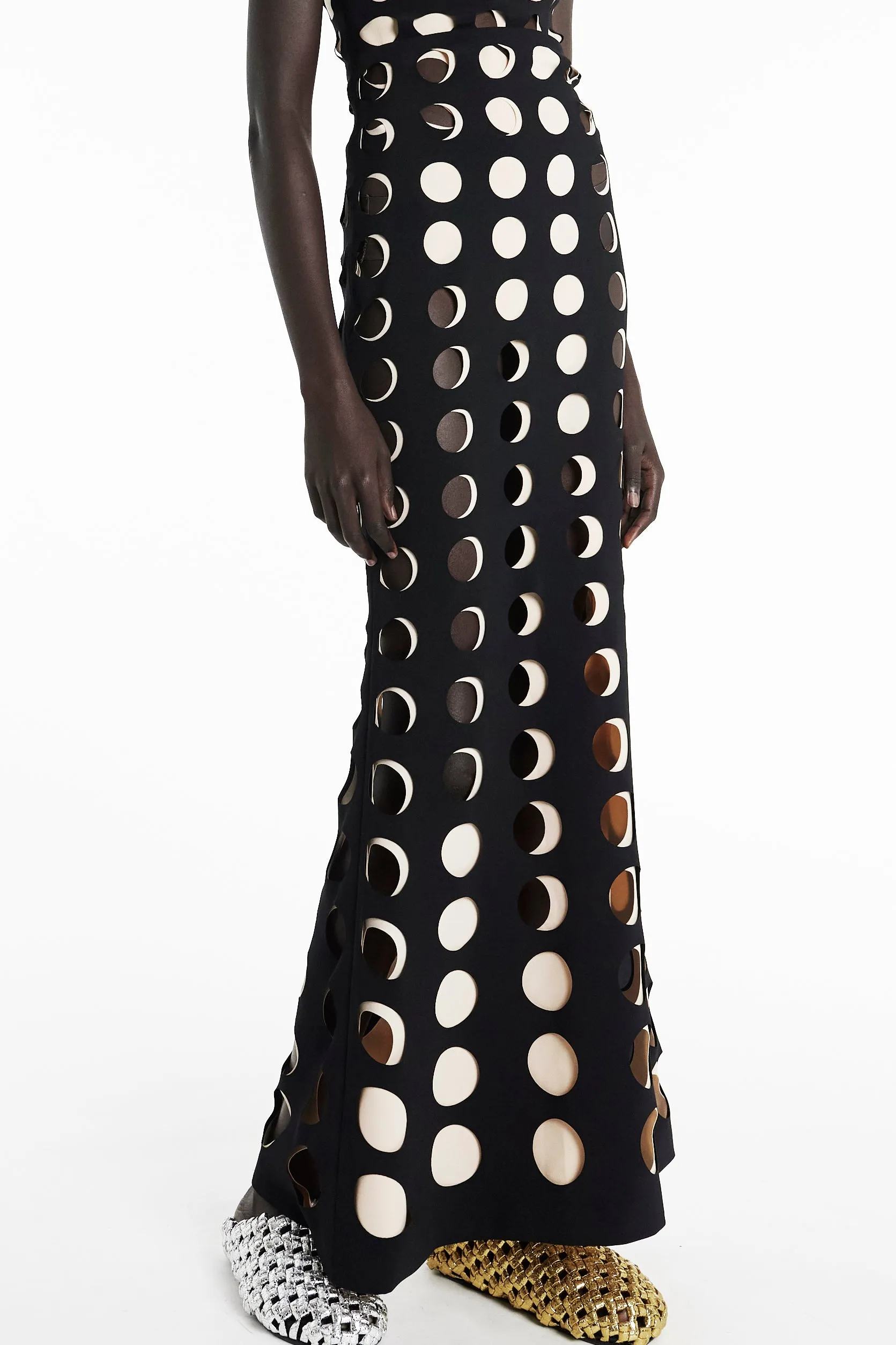 Layered Hole Skirt Black Nude