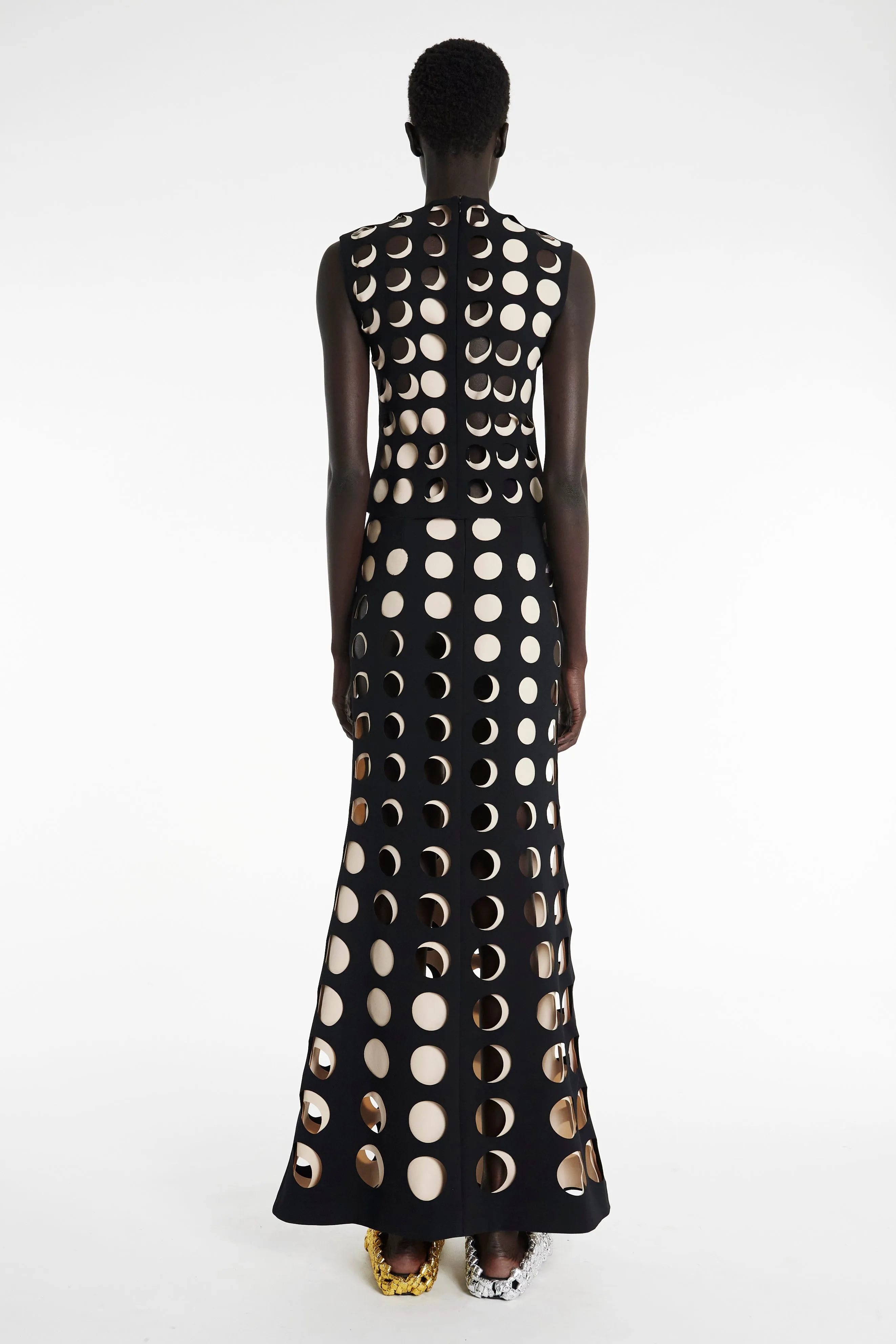 Layered Hole Skirt Black Nude