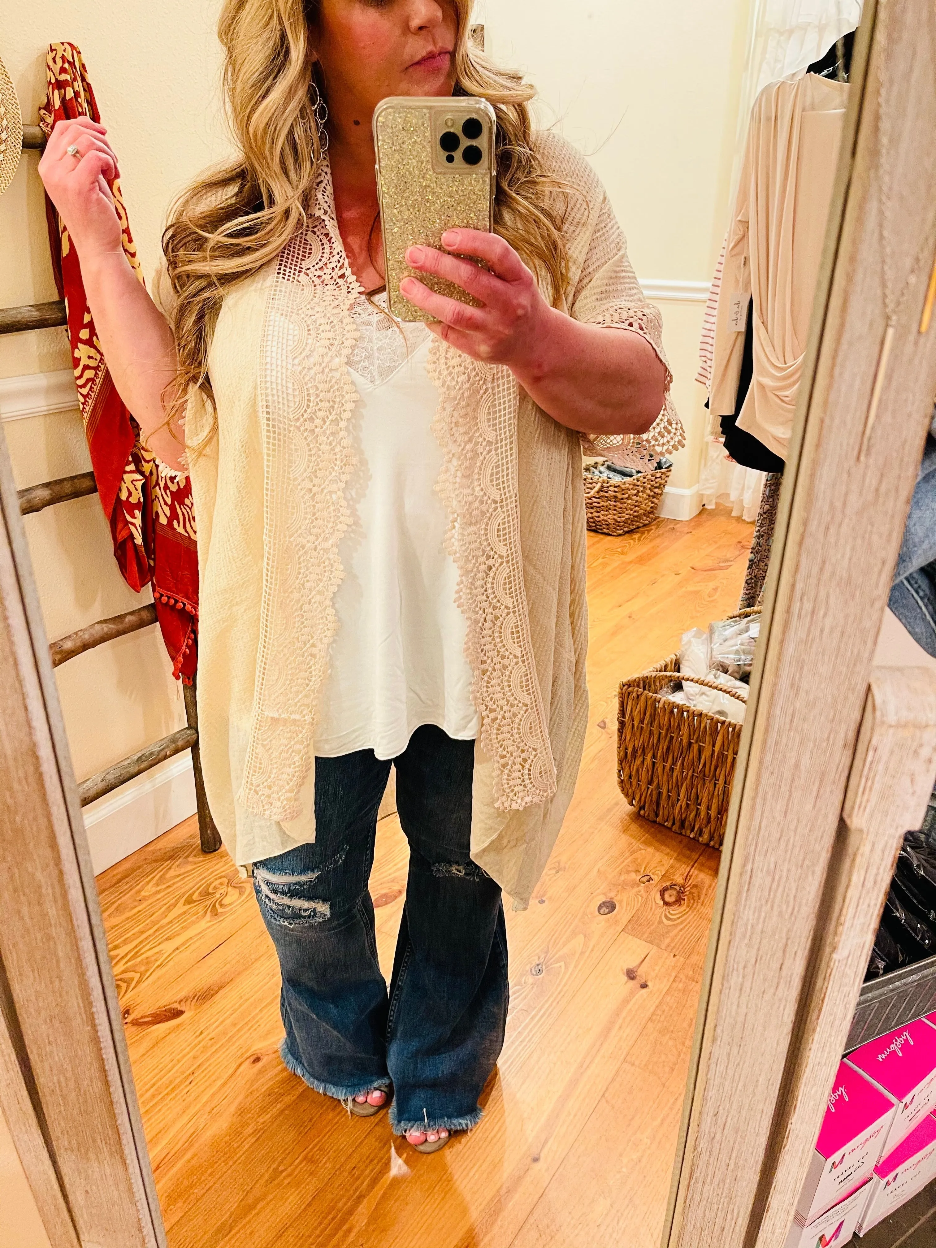 Lexi Vintage Lace Kimono Cream