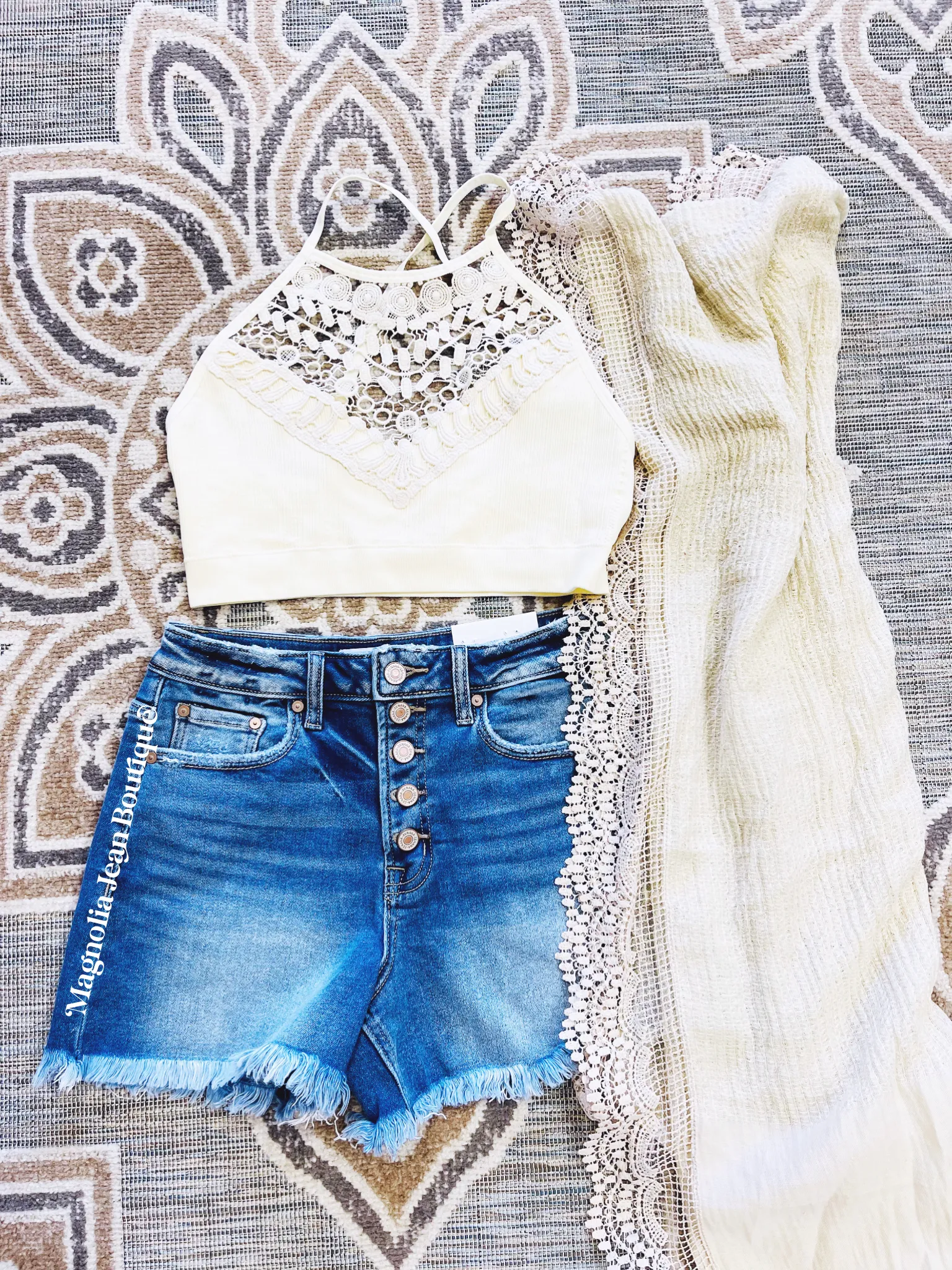Lexi Vintage Lace Kimono Cream