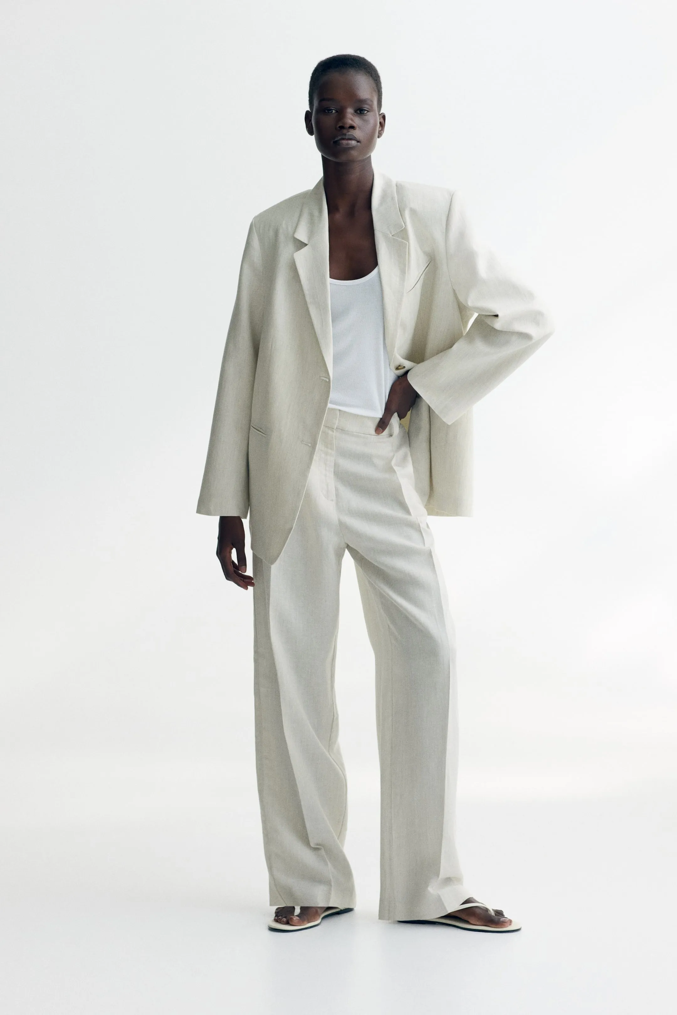 Linen-blend blazer