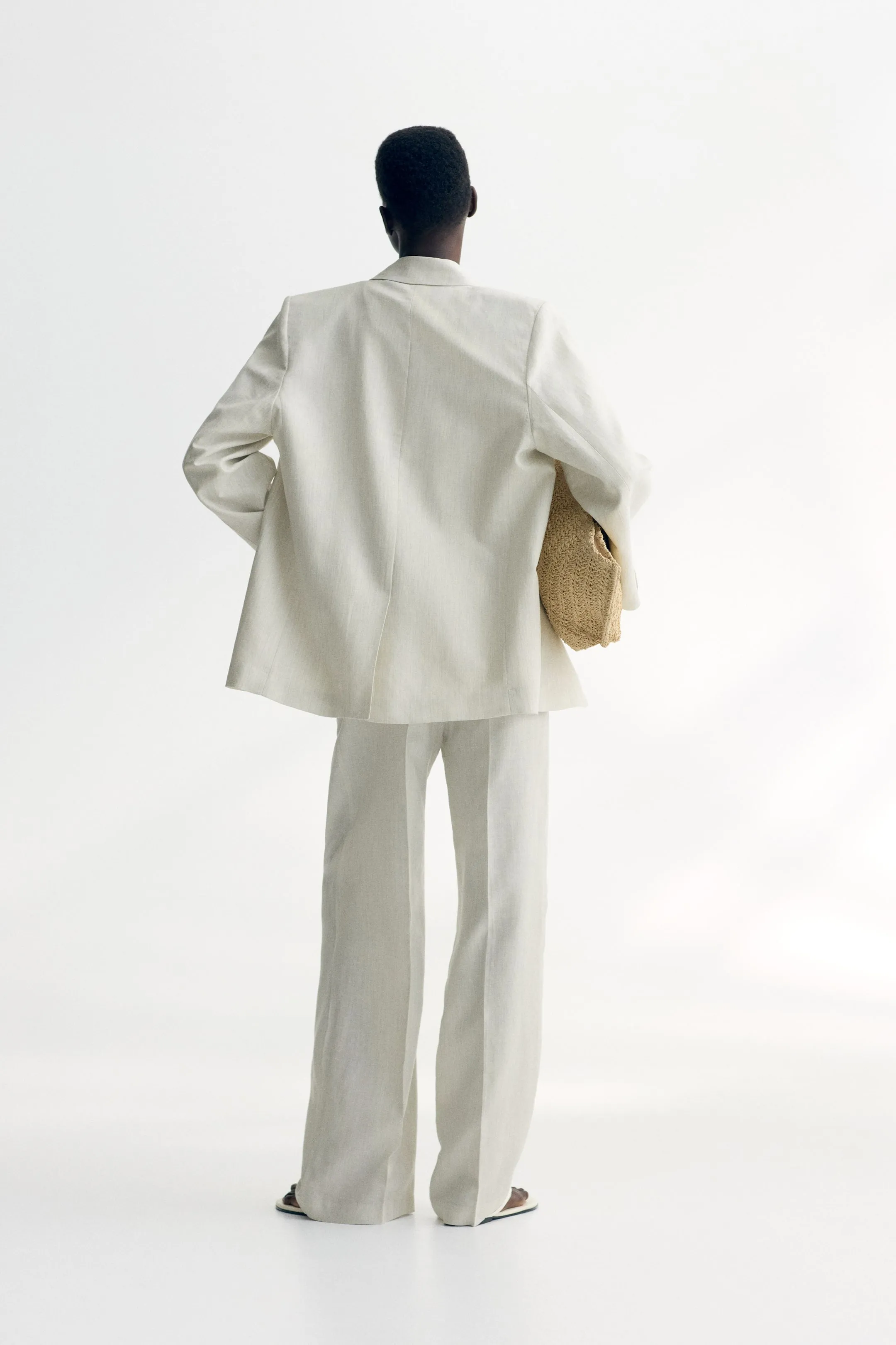 Linen-blend blazer