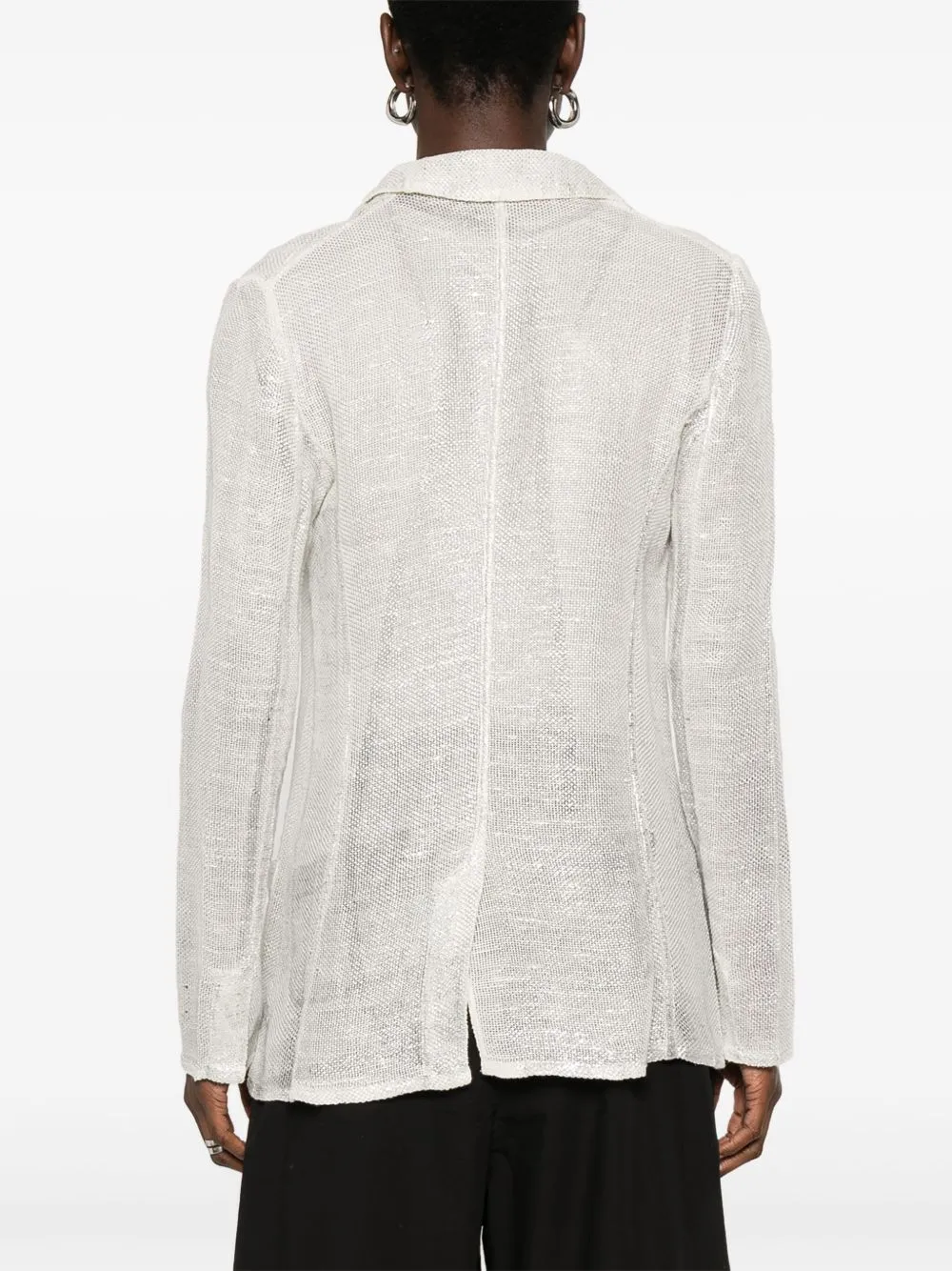 Linen blend single-breasted jacket