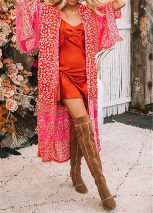 Long Boho Vintage Beach Kimono